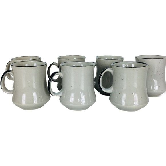 Vintage 70's Bohemian Floral Stoneware Coffee Tea Mugs Set of Seven COTC - Picture 4 of 6